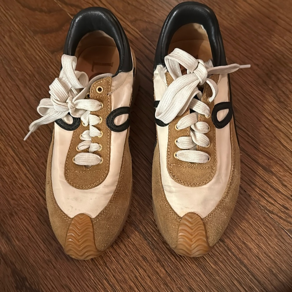 Loewe Flow Logo Runner Sneaker Nylon Suede Tennis shoe GUC Size 37
